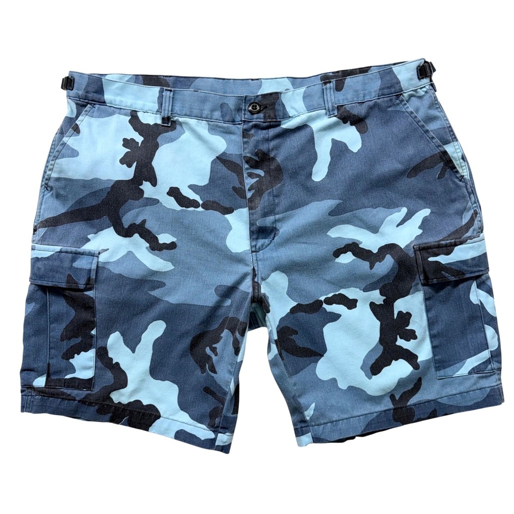 Vintage Blue Camo Cargo Shorts Mens XL Blue Camouflage Combat Military Y2K 2000s